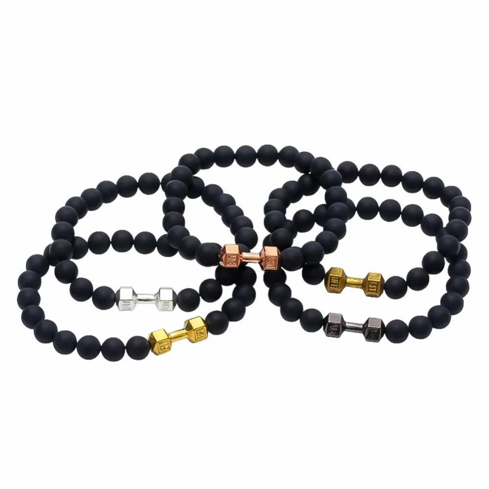 Браслет для мужчин с ониксом 2018 Bracciali Pulseras штанга ювелирных изделий 8 мм Черное