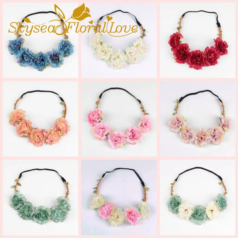 Artificial flower seaside beach flowers headdress brides bridesmaid hairband hair band leather accessories | Дом и сад