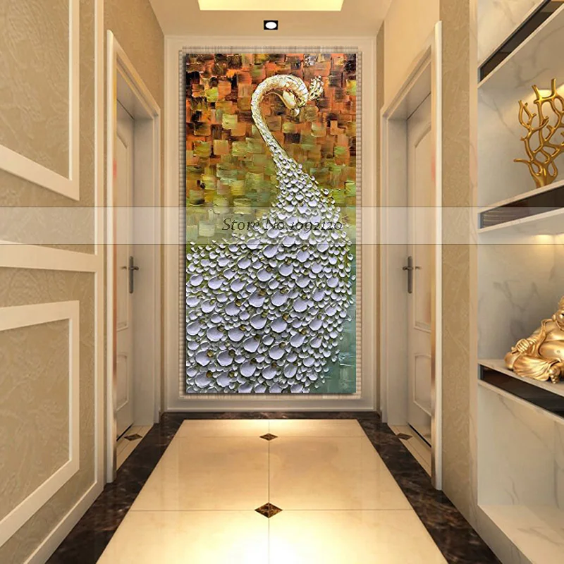 

Best Selling Handmade Items Wall Art Modern Paintings With A Knife Peacock Oil Painting On Canvas Decoration Of Houses Interior
