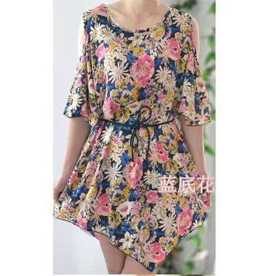 2015 new arrival summer style casual flowers print Chiffon sexy beach dress vestidos of female loose disigual Dress | Женская одежда