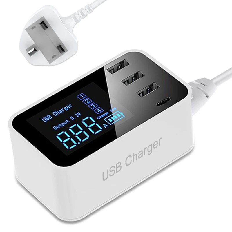 Быстрая зарядка 2,0 Smart type C USB зарядное устройство концентратор настенное зарядное устройство светодиодный дисплей Быстрая зарядка для мобильных телефонов для Iphone samsung USB адаптер