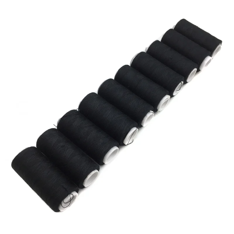 10pcs Black 10 шт./компл. случайный цвет высокого качества 40 S/2 швейная нить для машинного вышивания 200 ярдов/катушка товары для дома - Цвет: 10pcs Black