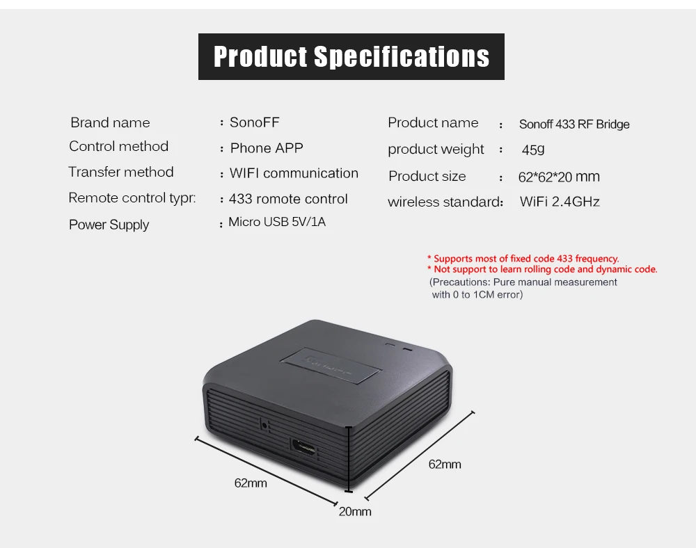 Itead Sonoff RF Bridge 433 WiFi беспроводной умный дом пульт дистанционного управления 433 МГц модуль автоматизации переключатель с универсальным синхронизацией DIY
