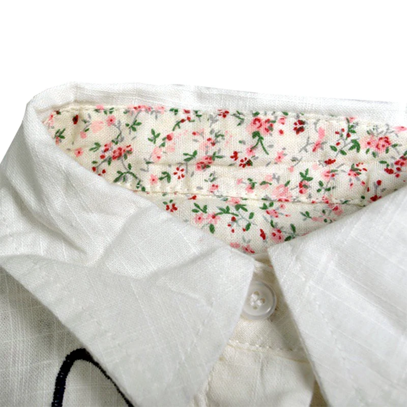 Блузка для девочек простая белая рубашка с длинными рукавами и рисунком Одежда