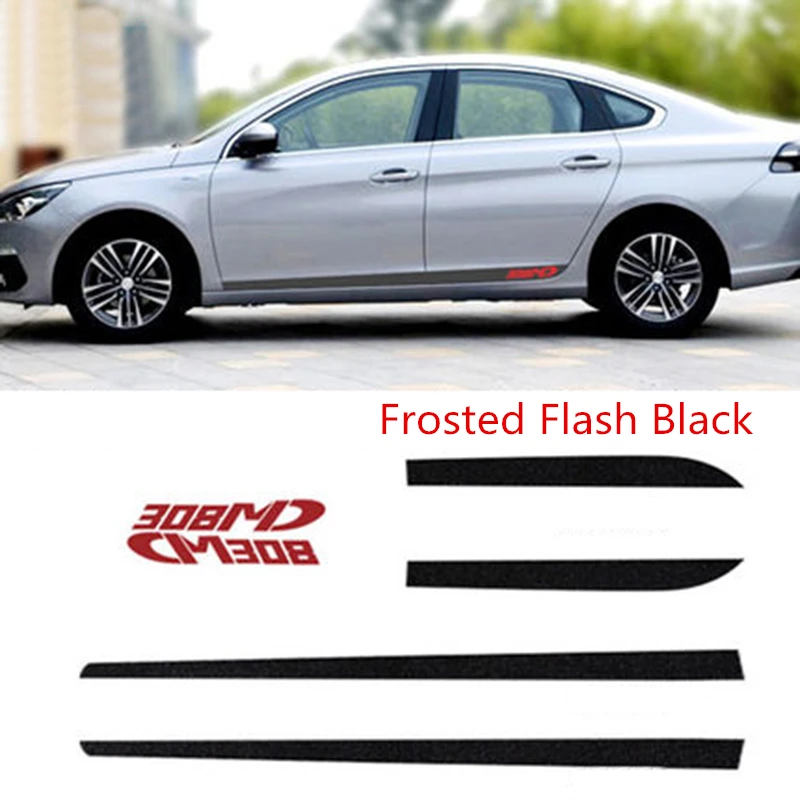 Frosted Flash Red 6 шт. Автомобильная наклейка s для peugeot 308 углеродное волокно Автомобильная боковая наклейка на кузов Наклейка украшения тела защитные наклейки, автоаксессуары - Название цвета: Frosted Flash Red