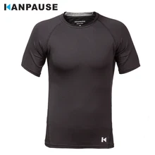 Новое Поступление KANPAUSE мужские Колготки Запуск С Коротким Рукавом Футболки Сжатия Обучение Футболка Фитнес Спортивная