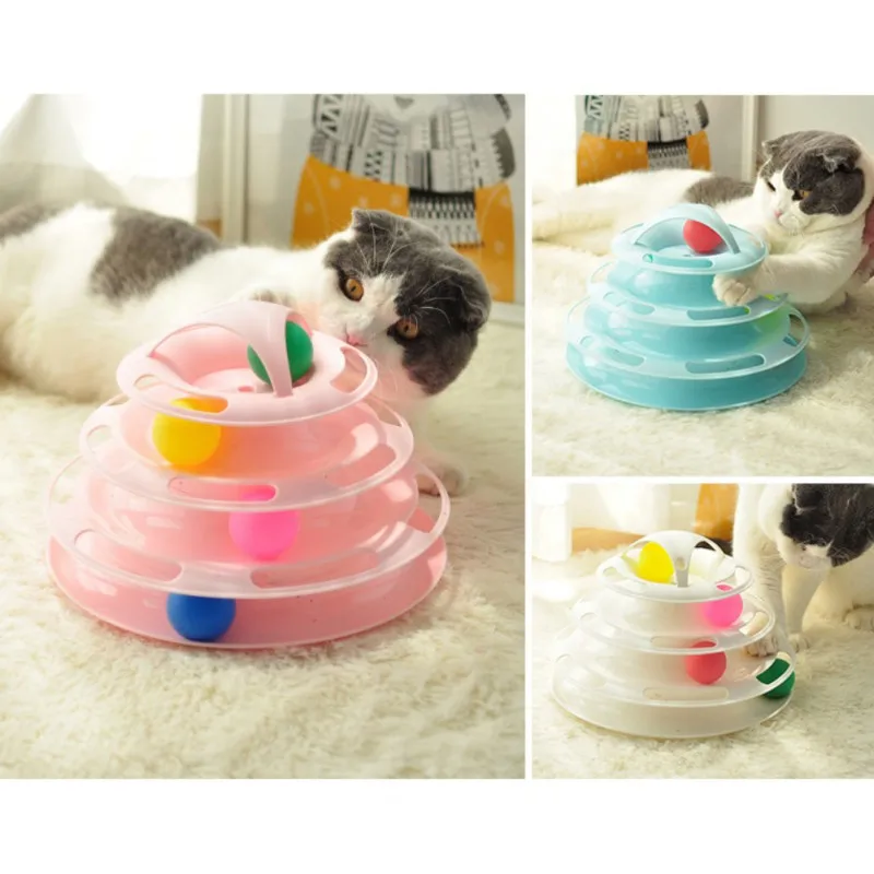 Pet Cat тренировка IQ игрушечные лошадки три уровня башня станции для кошки котята развлечения диск проигрывателя аттракционов пластины с мячами