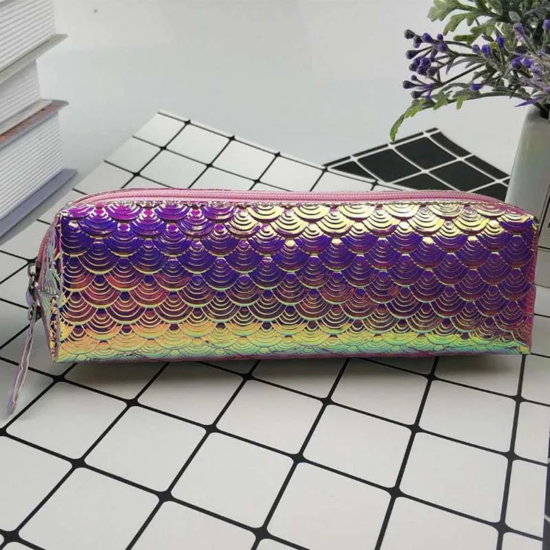 Чешуя Русалки пенал лазерной Блестящий Карандаш сумка Творческий Pencilcase для подарок для девочек Kawaii набор канцелярских принадлежностей