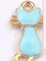 

100pcs Enamel charm 4 color back cat Exquisite Alloy Pendants 21*5mm 1.2g Handmade Jewelry Making DIY Alloy accessories Hot