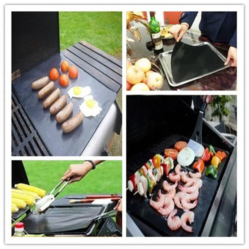 1pc 40X33CM Non Stick PTFE BBQ Liners Oven Liner Grill Foil Barbecue Reusable Teflon Cooking Sheet Free shippig PC871836 | Дом и сад