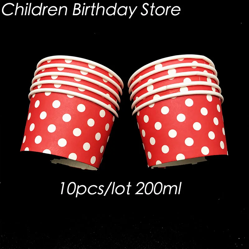 Одноразовые чашки в красный горошек 10 шт./лот украшения для дня рождения