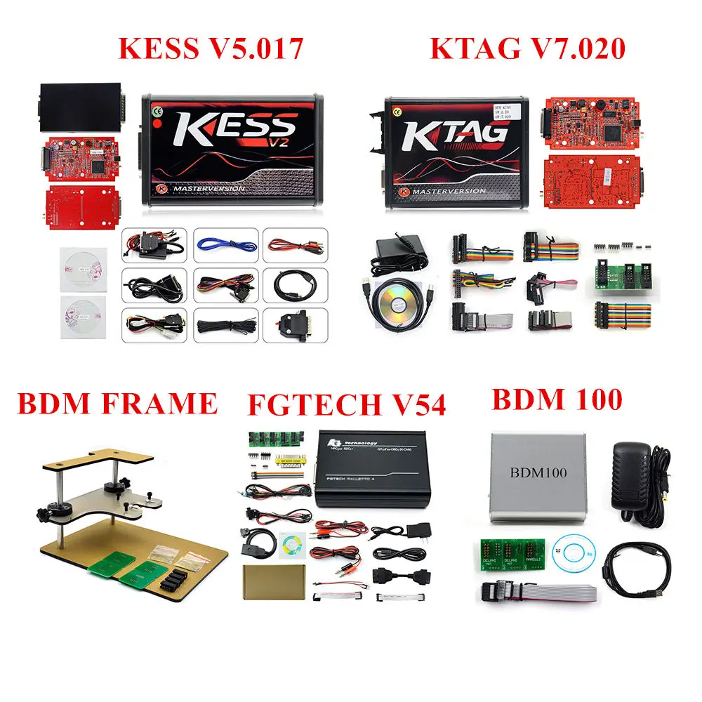 full set 2 Горячая Распродажа! Новейший чип-тюнинг KESS V2 5,017 V2.47 Master ECU+ KTAG V2.25 7,020+ Galletto V54+ BDM Рамка+ BDM 100 Чип-тюнинговый инструмент - Цвет: full set 2