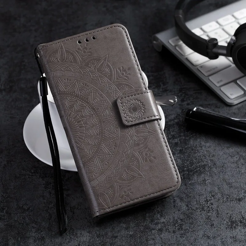 Серый Чехол для телефона Etui, чехол для sony Xperia XA XA1 XA2 XZ XZ1 XZ2 XZ3 Z3 Z5 L1 L2, ультра мини-кошелек с тотемным принтом из искусственной кожи - Цвет: Серый
