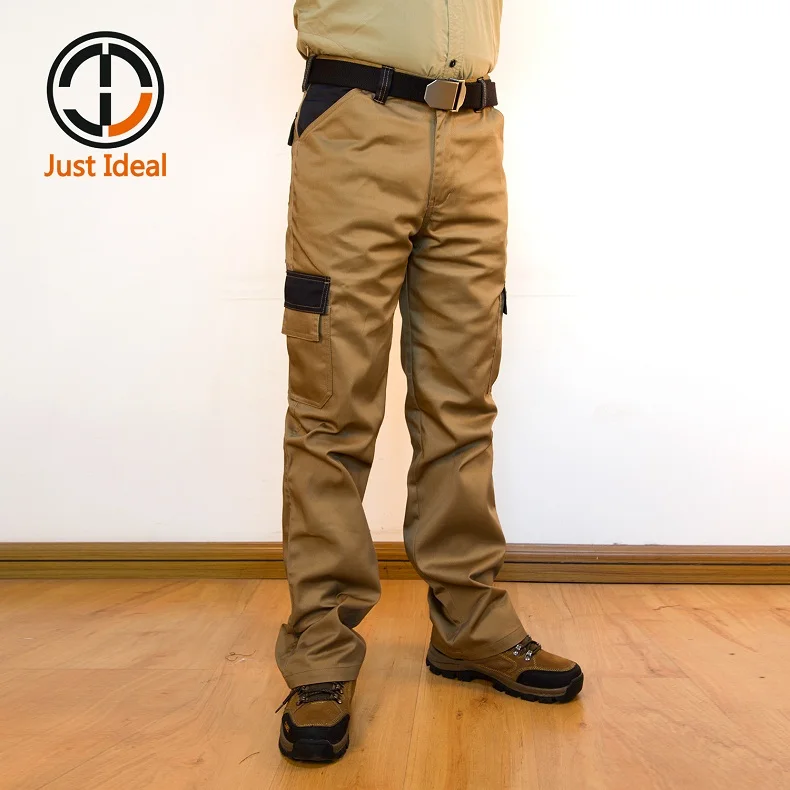 ID683-2 Khaki black Мужские брюки карго армейские рабочие брюки повседневные брюки с несколькими карманами военные тактические брюки би-цветные штаны размера плюс ID683 - Цвет: ID683-2 Khaki black