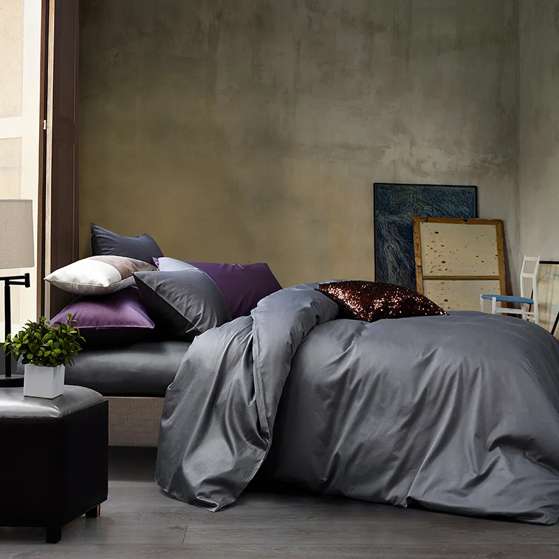 

Posodono-Luxury Solid Egyptian Cotton bedding sets warm soft duvet cover 100% Cotton fabric Queen King size pillowcase bedsheet