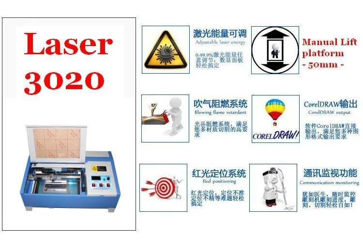 LY 3020 40 Вт CO2 cnc Металл золото millng лазерный гравировальный станок с цифровой функцией и сотами для резки и маркировки