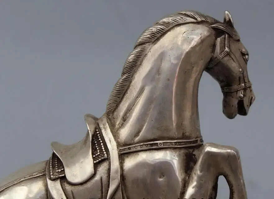 9&quot Chinese Silver Fengshui Zodiac Year Horse Dragon Running Successful Statue | Дом и сад