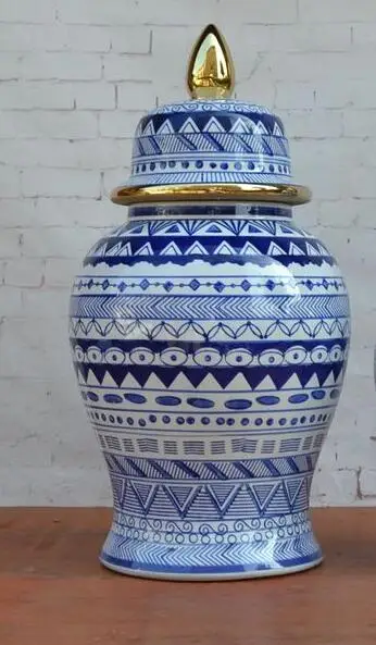 

18 Inches European style blue and white porcelain ginger jar ceramic