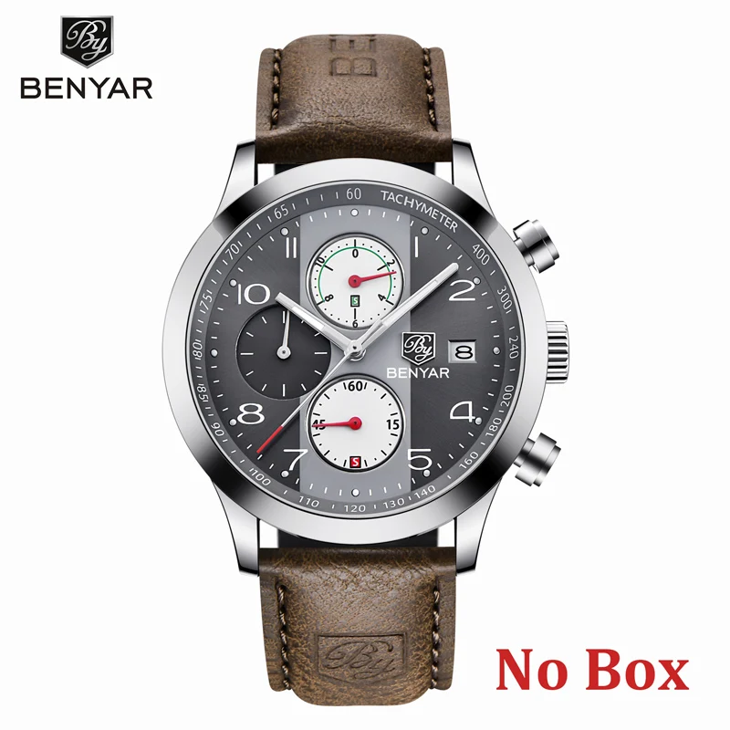 Brown No Box BENYAR, мужские часы/наручные часы, спортивные/цифровые/военные часы, мужские наручные часы, мужские часы, Топ бренд, роскошные, мужские часы, новинка - Цвет: Brown No Box