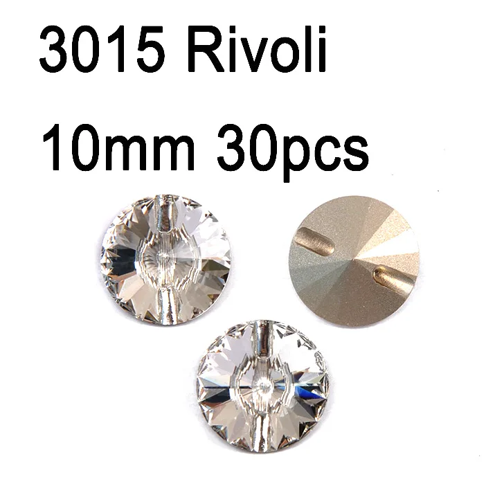 Rivoli 10mm 30pcs Кристально чистые различные кнопки Стразы botones пришить кнопку DIY Стразы оснастки ремесло для ювелирных изделий одежды диван костюм - Цвет: Rivoli 10mm 30pcs