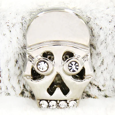 Skull Head Silver YUKAM ползунки Хрустальная оболочка бар череп голова лиса лучший друг мама Крылья Ангела горка талисманы хранитель для сетчатых браслетов Изготовление ювелирных изделий - Окраска металла: Skull Head Silver