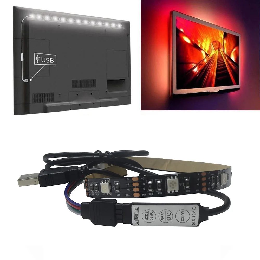 5 в 30 см RGB Светодиодные полосы света бар ТВ ПОДСВЕТКА комплект 5050 9SMD Рождество