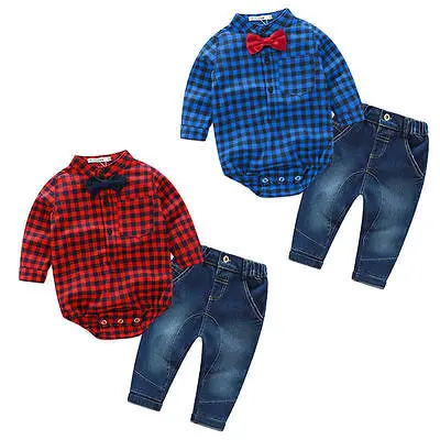 

2pcs Kids Baby Boy Tops+Jeans Pants Outfits Clothes Set