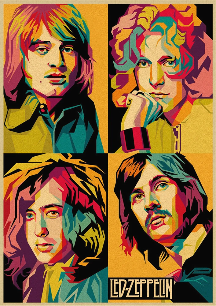 Led Zeppelin рок-музыка крафт-бумага постер для бара/Кафе Ретро плакат декоративной живописи - Цвет: Небесно-голубой