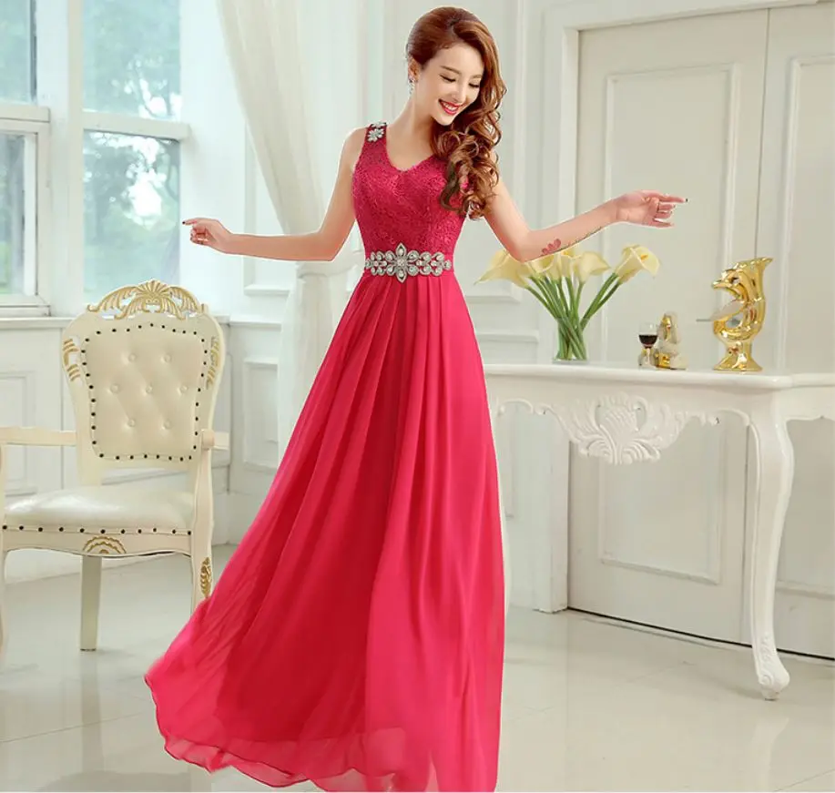 Vestido madrinha кружевной шифоновый Кристалл ремень сексуальный v-образный вырез трапециевидной формы бирюзовый фиолетовый розовый королевский синий платье подружки невесты длинное sukienk