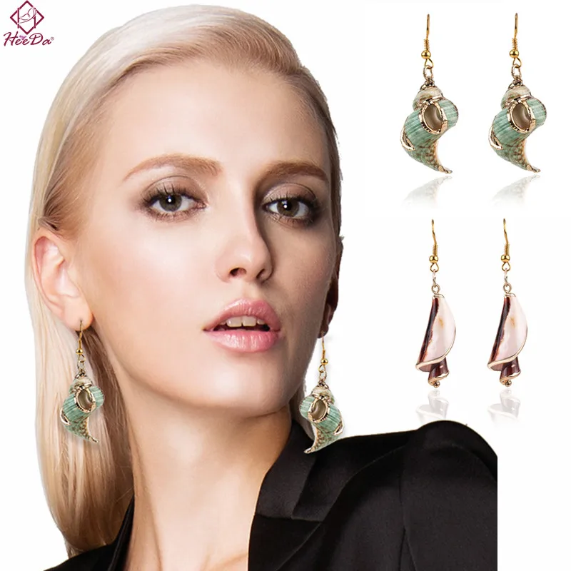 

Heeda 2018 New Kpop Big Name Shell Earrings for Women Fashion Creative Snails Pendant Eardrop Vintage Graceful Brincos Jewelry