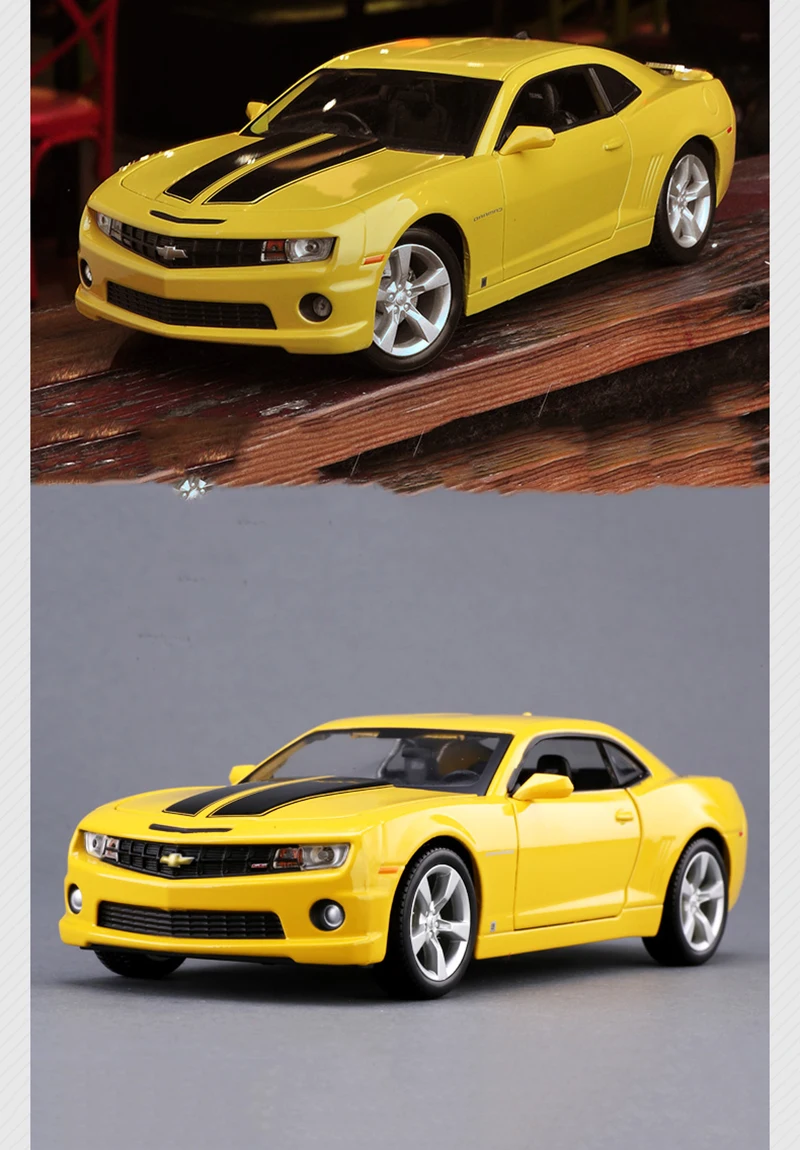 1/24 Chevrolet Camaro SS RS 2010 Шмель желтый цвет модель автомобиля игрушки для детей Brinquedos