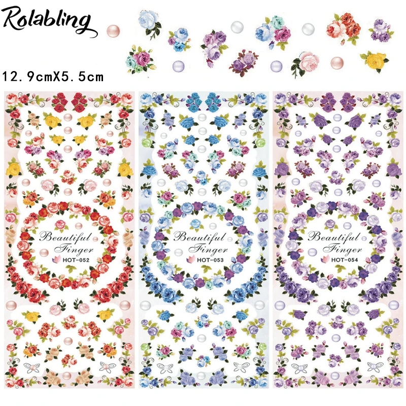 Разные цвета и аккуратно расположенные красивые цветы водные переводки для