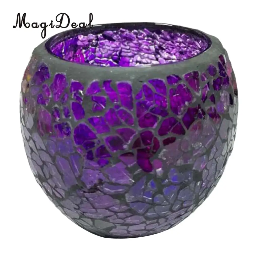 MagiDeal мозаичная стеклянная Свеча держатель Tealight Votive подсвечник Настольный Декор A-H