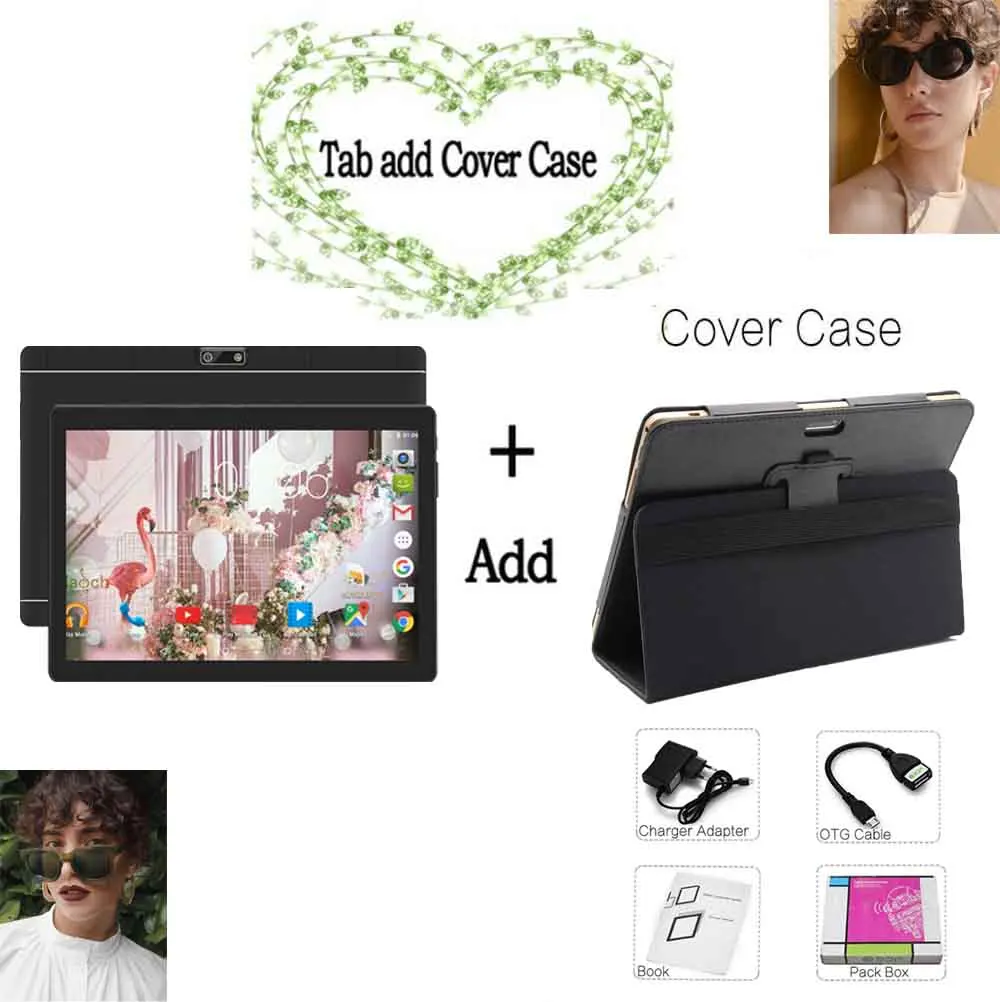 Add Holster Cover BDF Tablet 10 Inch 4G LTE Tablet Pc 4GB/64GB Android 7.0 Octa Core Tablet Android 1280*800 IPS Tab Dual Camera Pc Tablet 10.1 - Комплект: Add Holster Cover