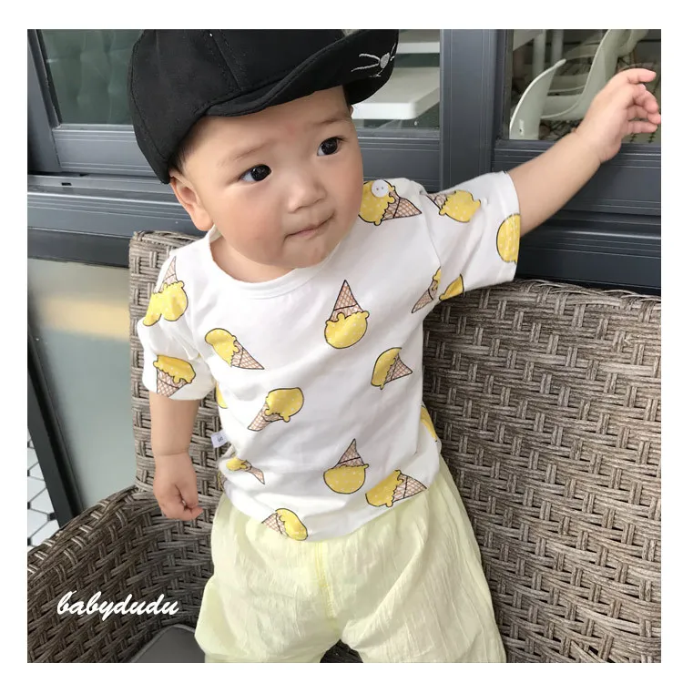 Детская футболка для девочек летние хлопковые топы маленьких мальчиков футболки