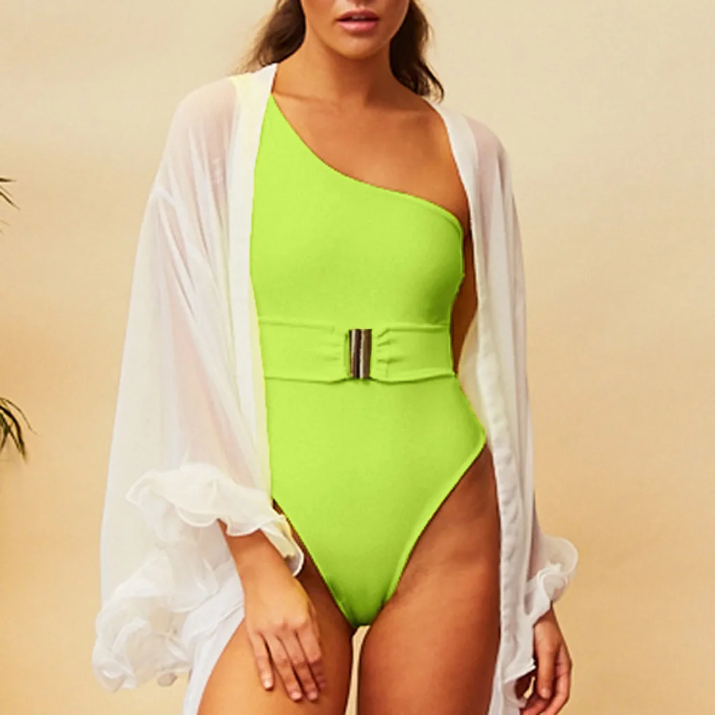 Модный сексуальный женский цельный купальник-Бикини на одной пуговице пуш-ап