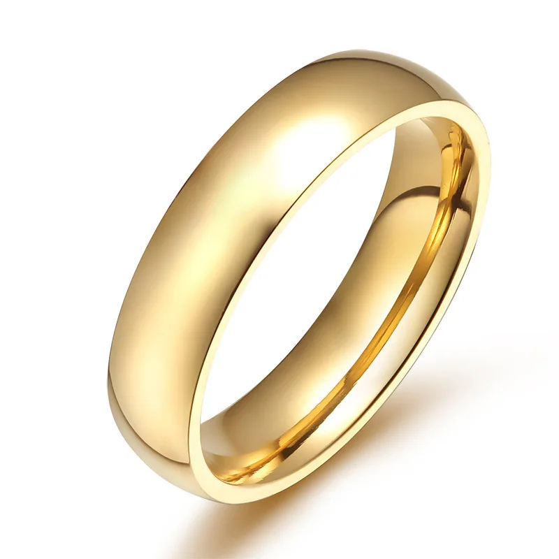 Smooth titanium steel gold-color ring couple rings for women men jewelry engagement wedding anillos bague femme | Украшения и