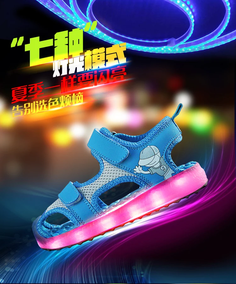 Новинка 2018 популярные летние детские сандалии светодиодный светильник USB