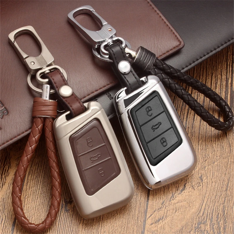 

For Volkswagen VW Arteon Tiguan MK2 Passat B7 B8 CC For Skoda Superb A7 Leather Car Key case Remote Cover keyring keychain chain