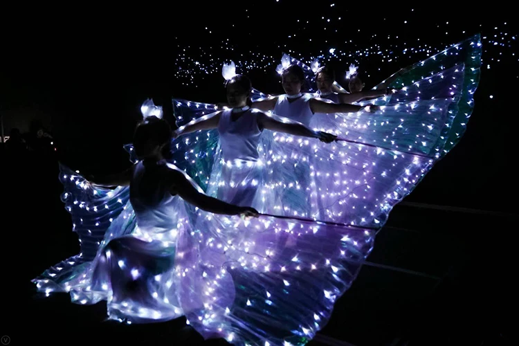 

LED luminous wings Ballet Costume Fluorescent butterfly dance Cloak Dance Costume Belly Dance cloak prop Children's wings dress