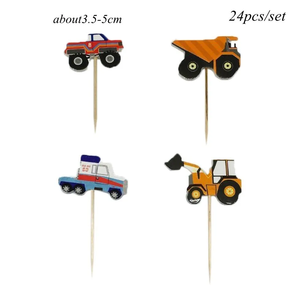 Cake topper B 1 компл. Строительство трактор тема надувные шары грузовик автомобиль баннеры торт Декор малыш душ Мальчики день рождения поставки - Цвет: Cake topper B