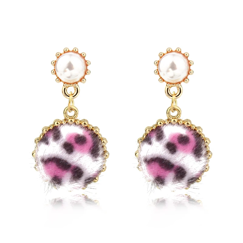Dayoff Cute Cotton Leopard Round Pearl Dangle Earrings Women Jewelry Europe Boho Eardrop Vintage Gold Long E543 | Украшения и