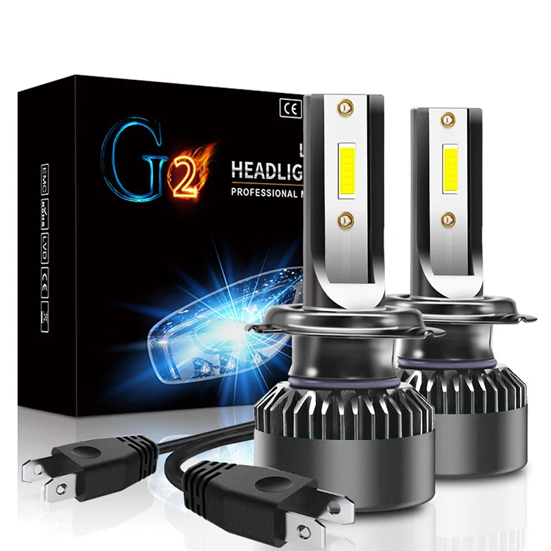Светодиодная фара автомобиля H4 одна пара лампа супер яркий h7 налобный фонарь G2