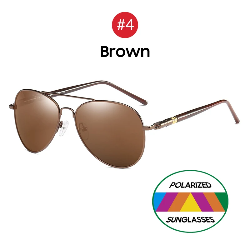 4 Brown VIVIBEE, унисекс, пилот, солнцезащитные очки, поляризационные, мужские,, тренд, авиационный сплав, металл, UVA, UVB, мужские, для вождения, женские, солнцезащитные очки - Цвет линз: 4 Brown