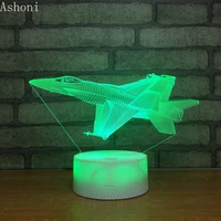 airplane shape 3d table lamp led touch 7 color changing night light party decorative home decor kids christmas gift