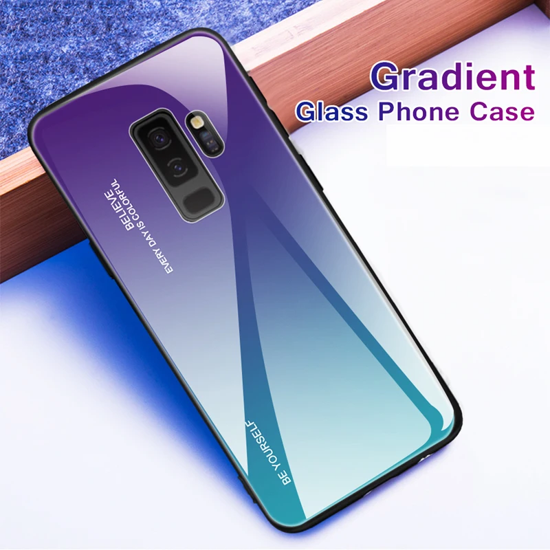 Чехол из закаленного стекла для Samsung Galaxy A7 2018 A750 J6 J4 Plus S9 S8 Note 9 8 силиконовая рамка