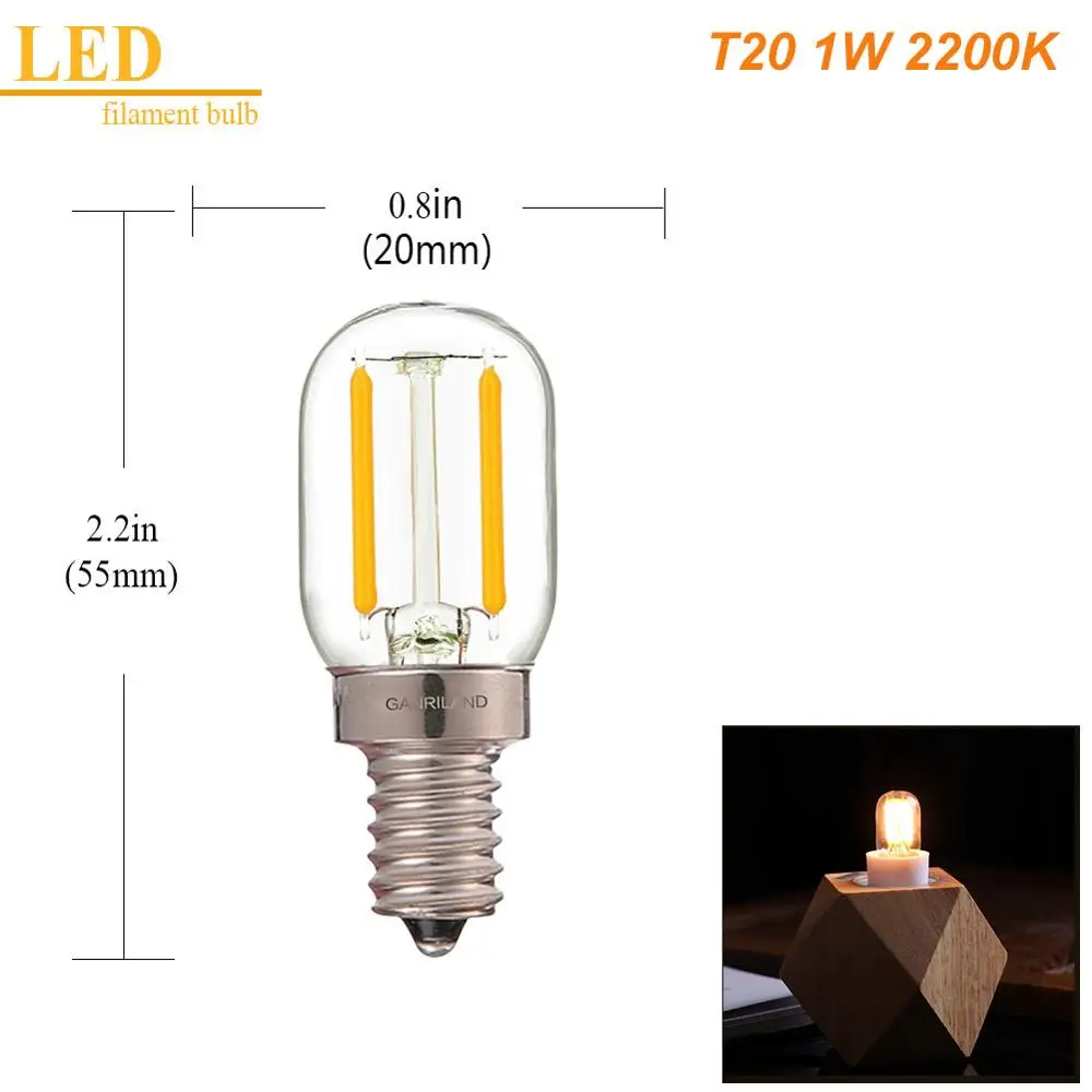 GANRILAND E14 Светодиодная лампа с регулируемой яркостью E12 E14 220 V 0,5 Вт 1 2 Вт Светодиодный светильник светодиодный нити ночник люстра Светодиодный лампочки Эдисона C7 T20 T22 - Испускаемый цвет: T20 1W 2200K