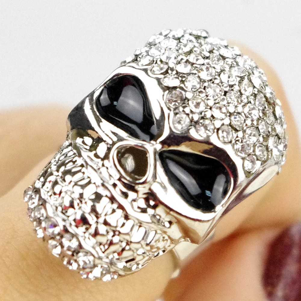 AMUMIU кольцо с хрустальным черепом для мужчин Крутое в стиле панк женщин и