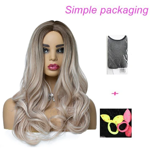 TP-USM1236 Suri Hair, Женские синтетические парики, длинные волнистые парики, 3 цвета, для косплея, Омбре, коричневый, пепельный, блондин, смешанные парики, 130% плотность, средний размер - Цвет: TP-USM1236