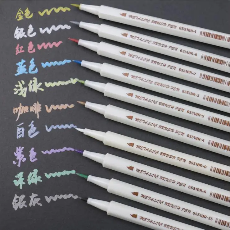 10 шт STA paint pen Diy с металлической записью ручка фото ручка черная карта, посвященная - Цвет: 10 colors